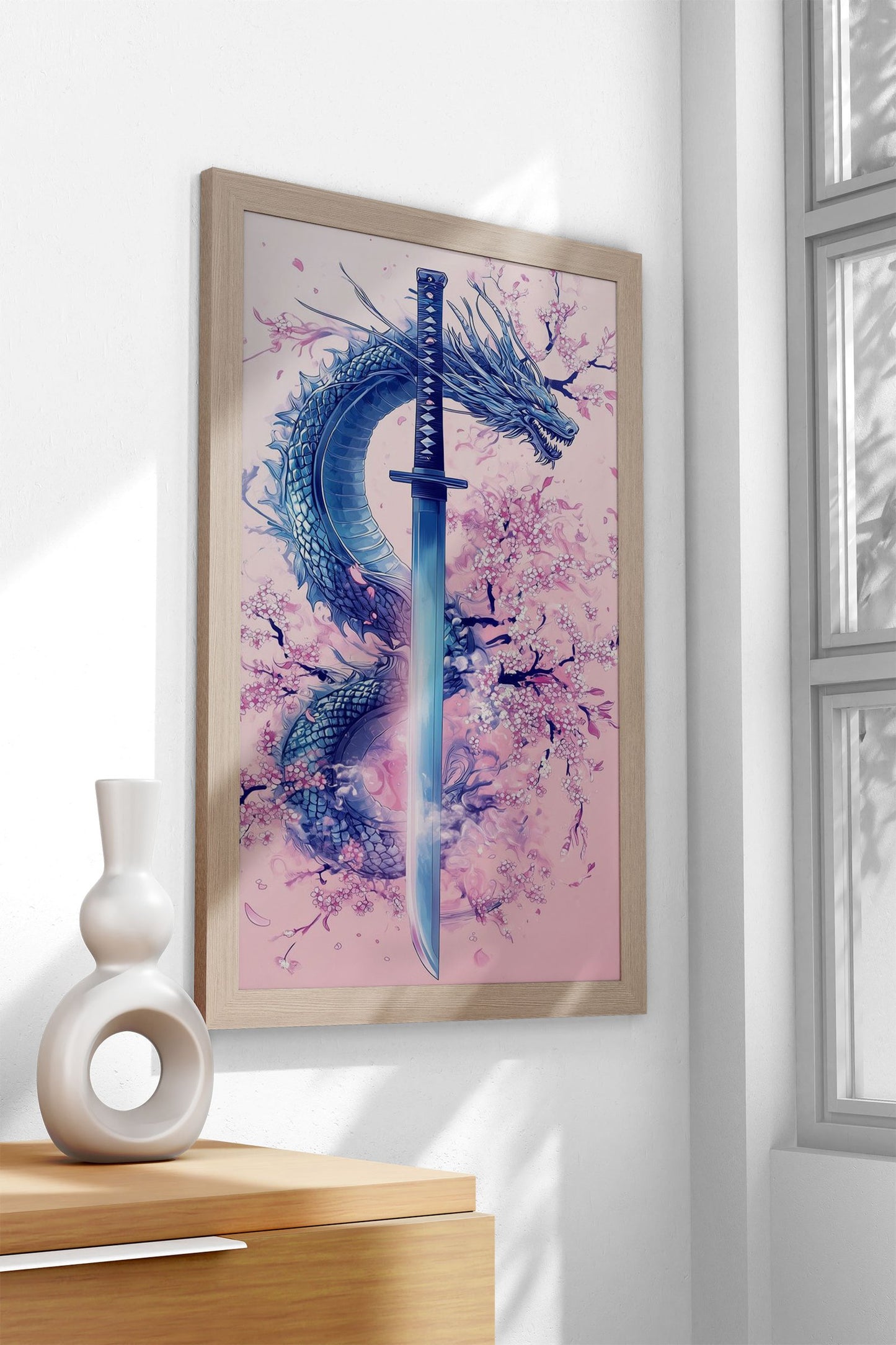 Japanese Dragon Katanaa Asian Style Poster | Wall Art for Home & Office | High-Quality Print - High-Quality Visual Display