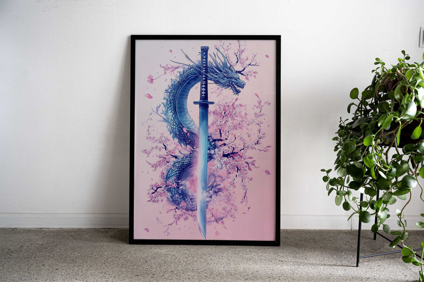 Japanese Dragon Katanaa Asian Style Poster | Wall Art for Home & Office | High-Quality Print - High-Quality Visual Display