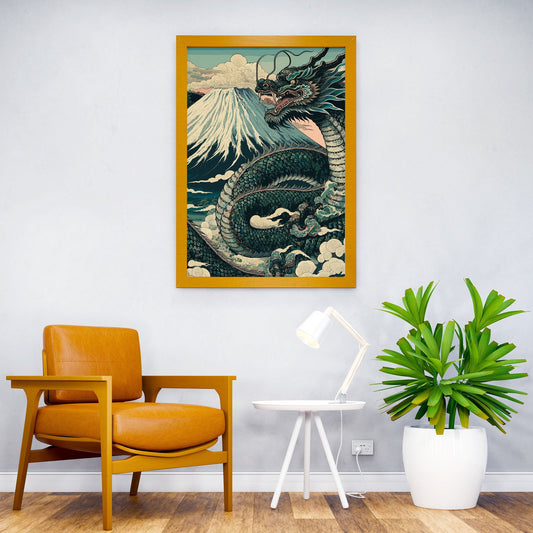 Japanese Dragon Mount Fuji Asian Style Poster | Wall Art for Home & Office | High-Quality Print - High-Quality Visual Display
