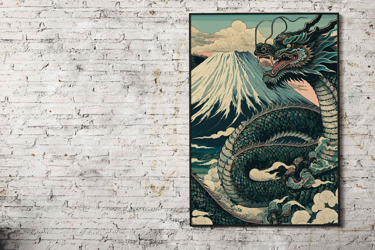 Japanese Dragon Mount Fuji Asian Style Poster | Wall Art for Home & Office | High-Quality Print - High-Quality Visual Display