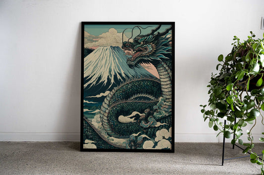 Japanese Dragon Mount Fuji Asian Style Poster | Wall Art for Home & Office | High-Quality Print - High-Quality Visual Display