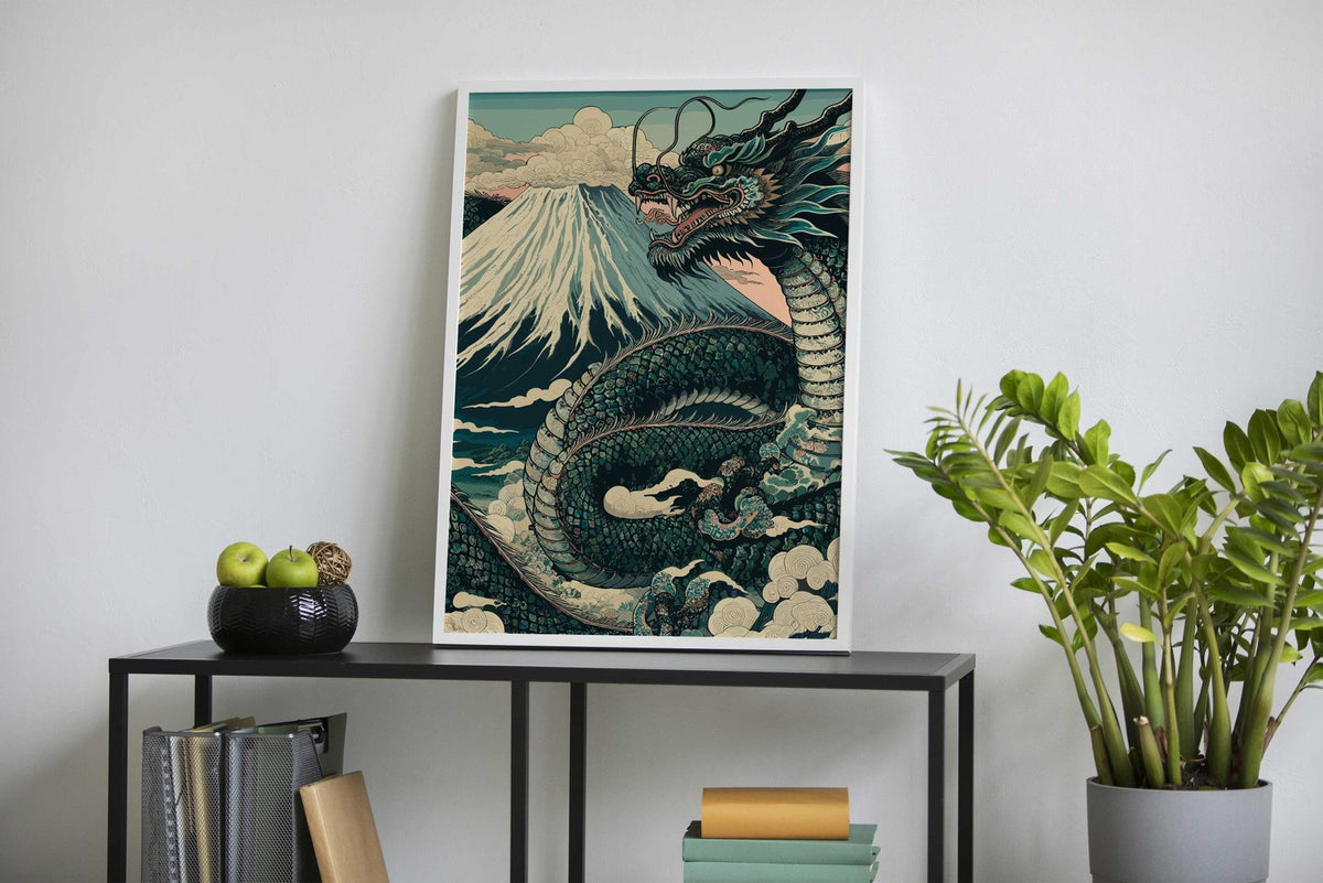 Japanese Dragon Mount Fuji Asian Style Poster | Wall Art for Home & Office | High-Quality Print - High-Quality Visual Display