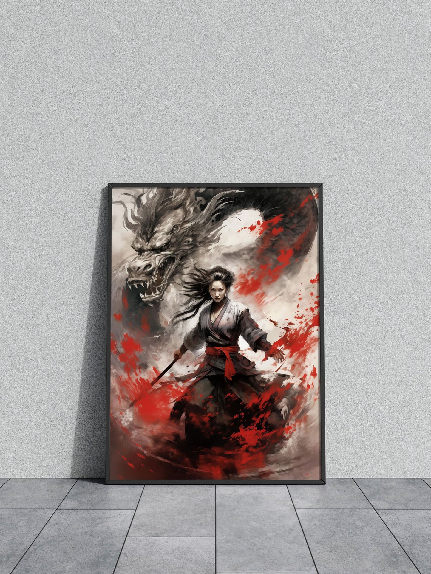 Japanese Dragon Samurai Asian Style Poster | Wall Art for Home & Office | High-Quality Print - High-Quality Visual Display