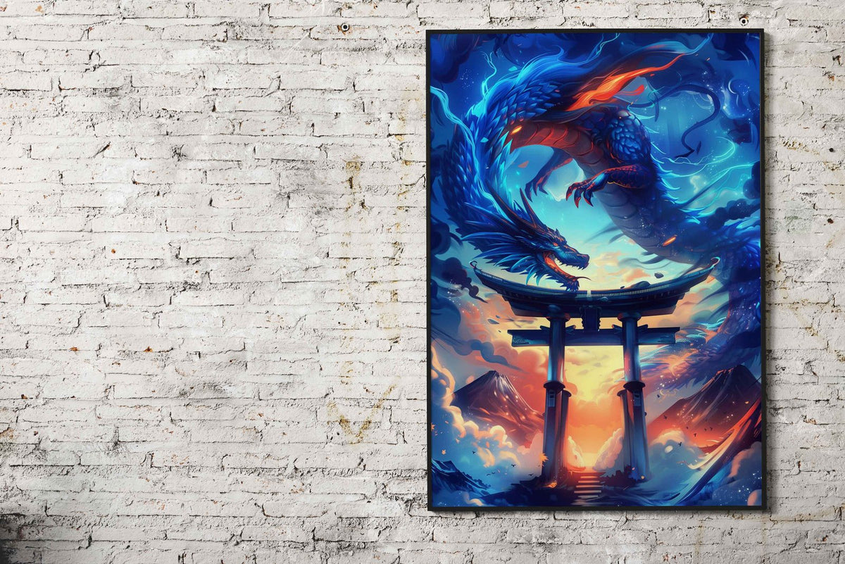 Japanese Dragon Torii Gate Asian Style Poster | Wall Art for Home & Office | High-Quality Print - High-Quality Visual Display