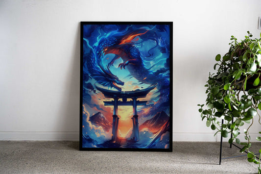 Japanese Dragon Torii Gate Asian Style Poster | Wall Art for Home & Office | High-Quality Print - High-Quality Visual Display
