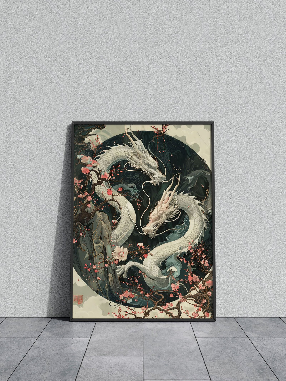 Japanese Dragons Sakura Asian Style Poster | Wall Art for Home & Office | High-Quality Print - High-Quality Visual Display