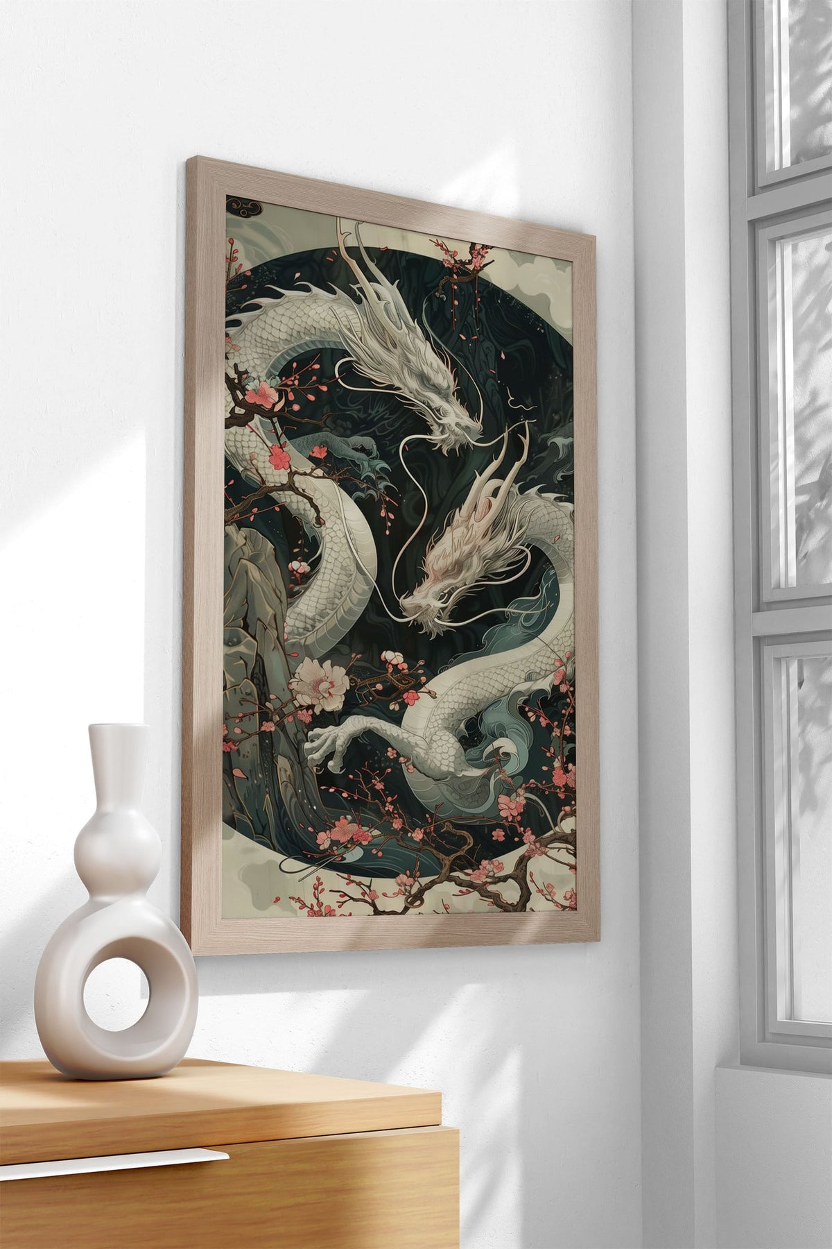 Japanese Dragons Sakura Asian Style Poster | Wall Art for Home & Office | High-Quality Print - High-Quality Visual Display
