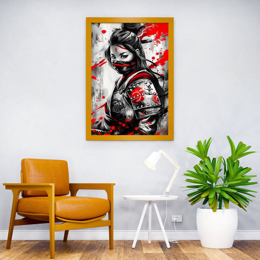 Japanese Female Samurai Asian Style Poster | Wall Art for Home & Office | High-Quality Print - High-Quality Visual Display