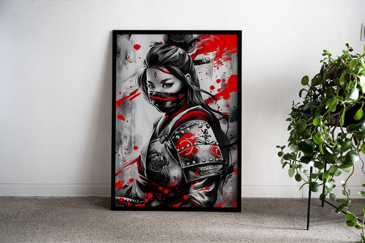 Japanese Female Samurai Asian Style Poster | Wall Art for Home & Office | High-Quality Print - High-Quality Visual Display