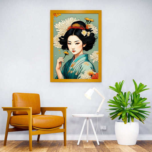 Japanese Floral Girl Asian Style Poster | Wall Art for Home & Office | High-Quality Print - High-Quality Visual Display