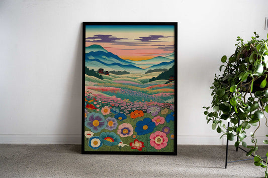 Japanese Flowers Field Asian Style Poster | Wall Art for Home & Office | High-Quality Print - High-Quality Visual Display