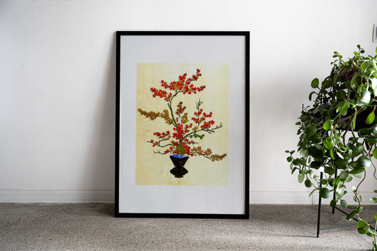 Japanese Flowers in a Vase Asian Style Poster | Wall Art for Home & Office | High-Quality Print - High-Quality Visual Display
