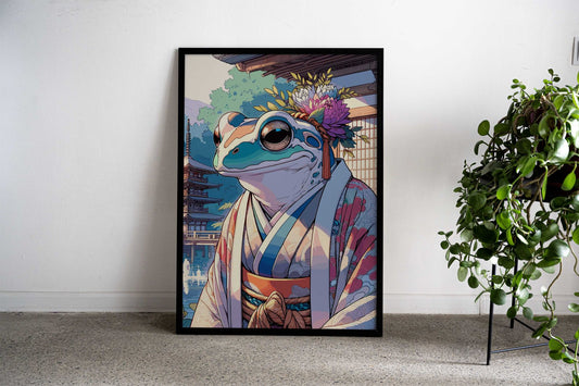 Japanese Frog in Kimono Asian Style Poster | Wall Art for Home & Office | High-Quality Print - High-Quality Visual Display