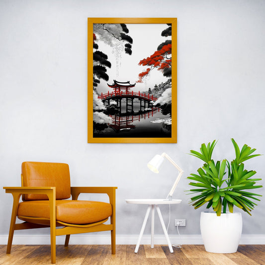Japanese Garden Bridge Asian Style Poster | Wall Art for Home & Office | High-Quality Print - High-Quality Visual Display
