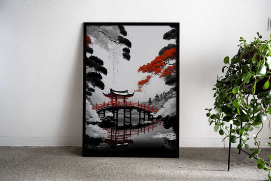 Japanese Garden Bridge Asian Style Poster | Wall Art for Home & Office | High-Quality Print - High-Quality Visual Display