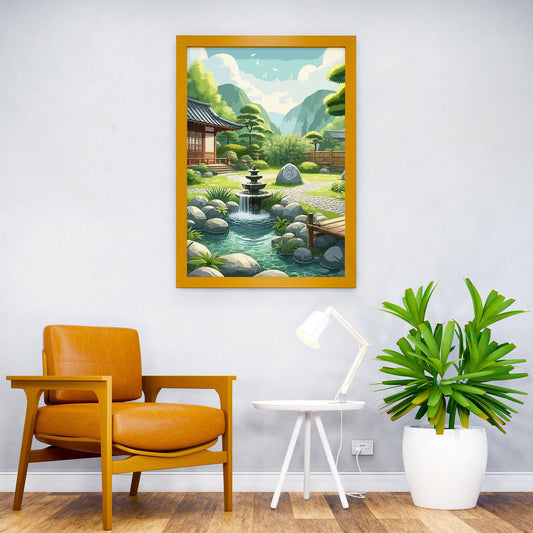 Japanese Garden Illustration Asian Style Poster | Wall Art for Home & Office | High-Quality Print - High-Quality Visual Display
