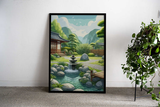 Japanese Garden Illustration Asian Style Poster | Wall Art for Home & Office | High-Quality Print - High-Quality Visual Display