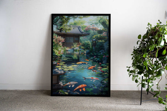 Japanese Garden Koi Pond Asian Style Poster | Wall Art for Home & Office | High-Quality Print - High-Quality Visual Display