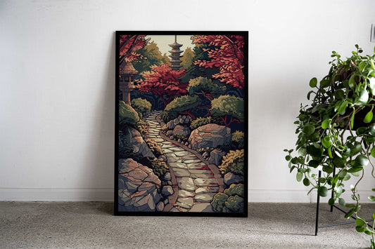 Japanese Garden Pagoda Asian Style Poster | Wall Art for Home & Office | High-Quality Print - High-Quality Visual Display