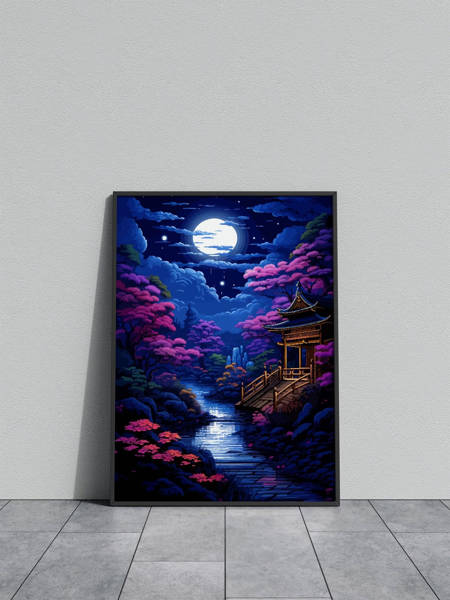 Japanese Garden Pixel Art Asian Style Poster | Wall Art for Home & Office | High-Quality Print