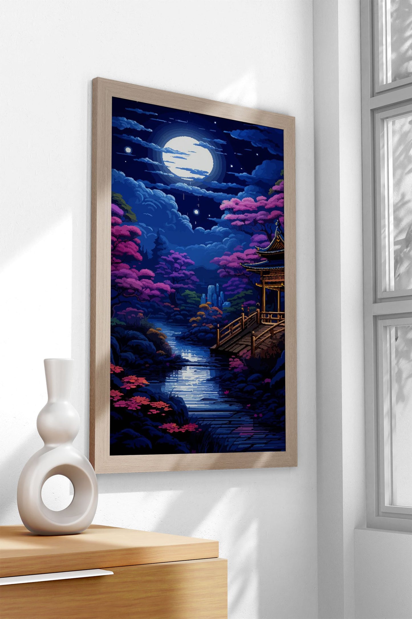 Japanese Garden Pixel Art Asian Style Poster | Wall Art for Home & Office | High-Quality Print
