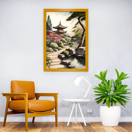 Japanese Garden Watercolor Asian Style Poster | Wall Art for Home & Office | High-Quality Print - High-Quality Visual Display