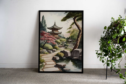 Japanese Garden Watercolor Asian Style Poster | Wall Art for Home & Office | High-Quality Print - High-Quality Visual Display