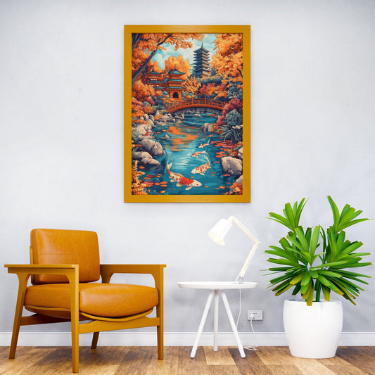 Japanese Garden with Koi Asian Style Poster | Wall Art for Home & Office | High-Quality Print - High-Quality Visual Display