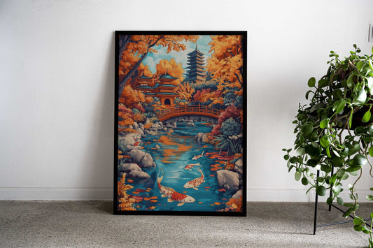Japanese Garden with Koi Asian Style Poster | Wall Art for Home & Office | High-Quality Print - High-Quality Visual Display