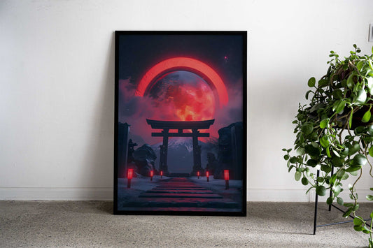 Japanese Gate Eclipse Asian Style Poster | Wall Art for Home & Office | High-Quality Print - High-Quality Visual Display