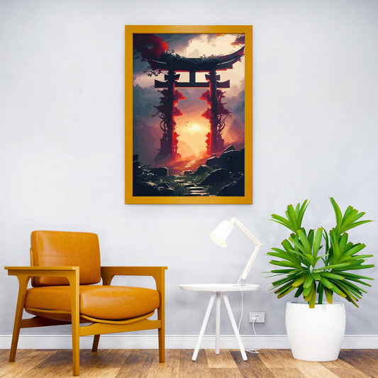 Japanese Gate Sunset Asian Style Poster | Wall Art for Home & Office | High-Quality Print - High-Quality Visual Display