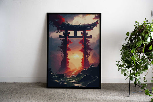 Japanese Gate Sunset Asian Style Poster | Wall Art for Home & Office | High-Quality Print - High-Quality Visual Display