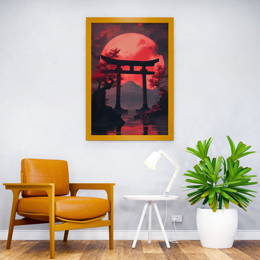 Japanese Gate Under Red Mo Asian Style Poster | Wall Art for Home & Office | High-Quality Print - High-Quality Visual Display