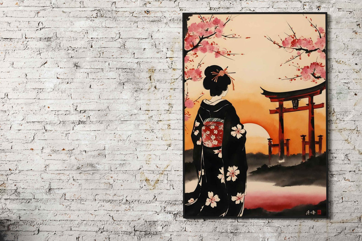 Japanese Geisha Cherry Asian Style Poster | Wall Art for Home & Office | High-Quality Print - High-Quality Visual Display