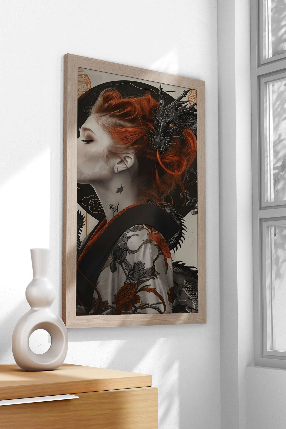 Japanese Geisha Dragon Art Asian Style Poster | Wall Art for Home & Office | High-Quality Print - High-Quality Visual Display
