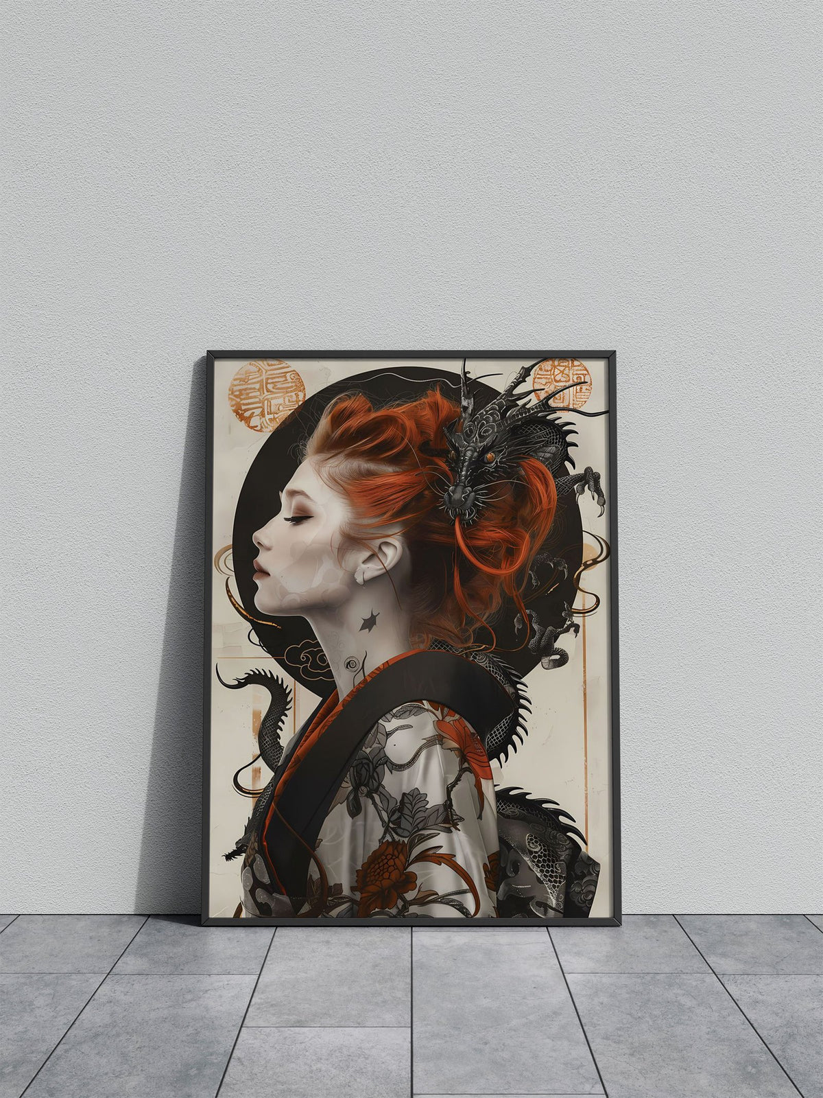 Japanese Geisha Dragon Art Asian Style Poster | Wall Art for Home & Office | High-Quality Print - High-Quality Visual Display