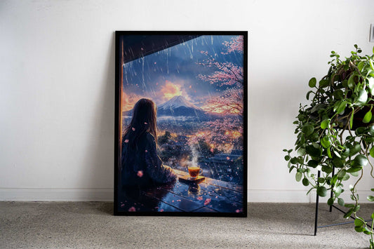 Japanese Girl with Tea Asian Style Poster | Wall Art for Home & Office | High-Quality Print - High-Quality Visual Display