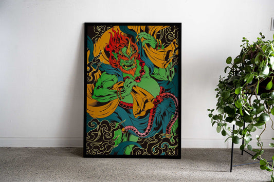Japanese God of Wind Fujin Asian Style Poster | Wall Art for Home & Office | High-Quality Print - High-Quality Visual Display