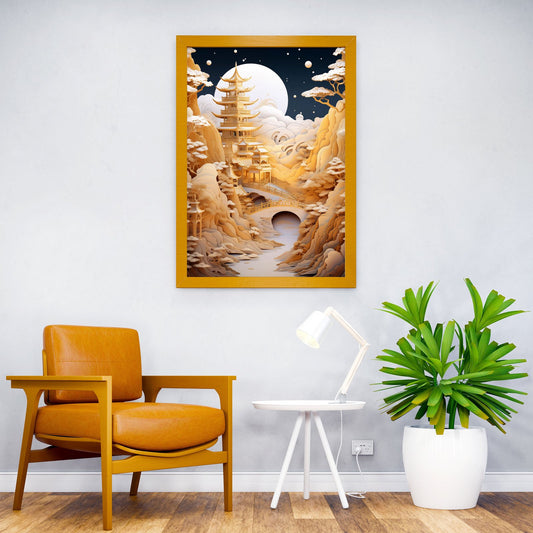 Japanese Golden Landscape Asian Style Poster | Wall Art for Home & Office | High-Quality Print - High-Quality Visual Display