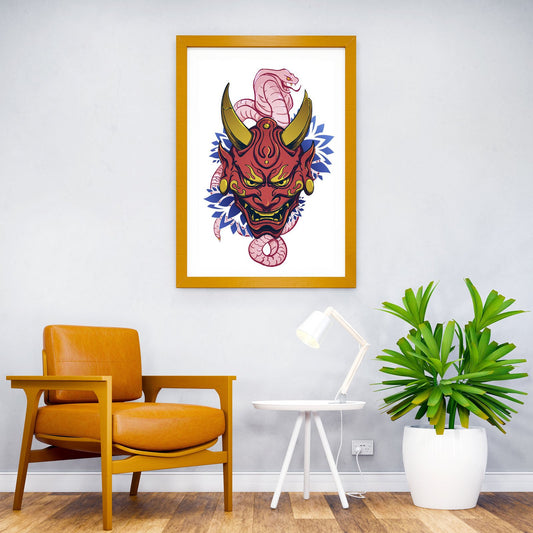 Japanese Hannya Mask Oni Asian Style Poster | Wall Art for Home & Office | High-Quality Print - High-Quality Visual Display