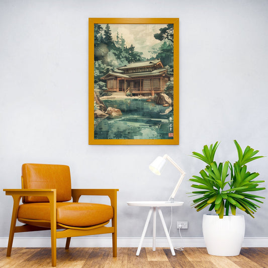 Japanese House by the Pond Asian Style Poster | Wall Art for Home & Office | High-Quality Print - High-Quality Visual Display