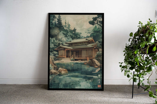 Japanese House by the Pond Asian Style Poster | Wall Art for Home & Office | High-Quality Print - High-Quality Visual Display
