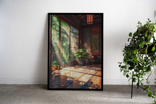 Japanese House in Forest Asian Style Poster | Wall Art for Home & Office | High-Quality Print - High-Quality Visual Display