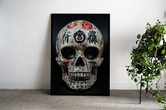Japanese Kanji Skull Decor Asian Style Poster | Wall Art for Home & Office | High-Quality Print - High-Quality Visual Display