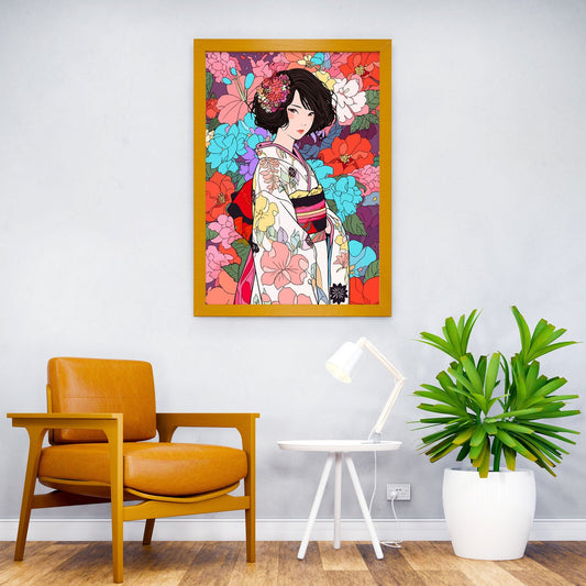 Japanese Kimono Anime Girl Asian Style Poster | Wall Art for Home & Office | High-Quality Print - High-Quality Visual Display