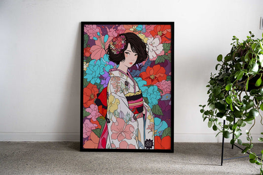 Japanese Kimono Anime Girl Asian Style Poster | Wall Art for Home & Office | High-Quality Print - High-Quality Visual Display