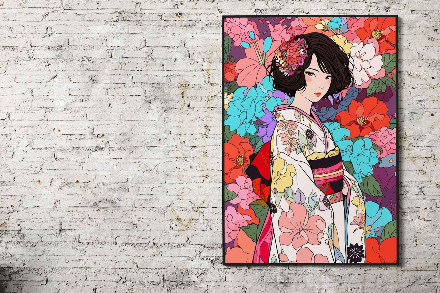 Japanese Kimono Anime Girl Asian Style Poster | Wall Art for Home & Office | High-Quality Print