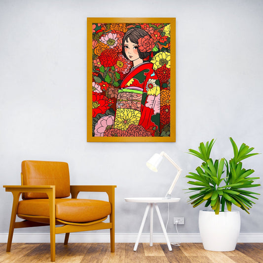 Japanese Kimono Girl Art Asian Style Poster | Wall Art for Home & Office | High-Quality Print - High-Quality Visual Display