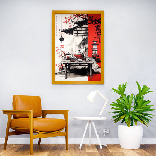 Japanese Kitchen Ink Wash Asian Style Poster | Wall Art for Home & Office | High-Quality Print - High-Quality Visual Display