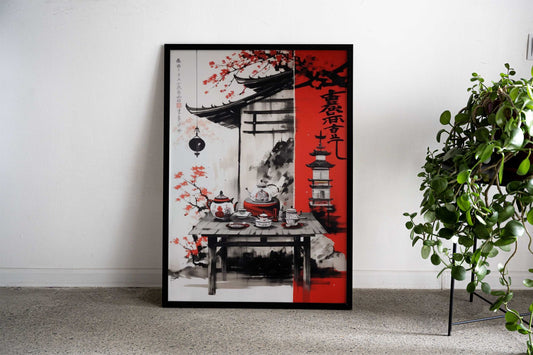 Japanese Kitchen Ink Wash Asian Style Poster | Wall Art for Home & Office | High-Quality Print - High-Quality Visual Display